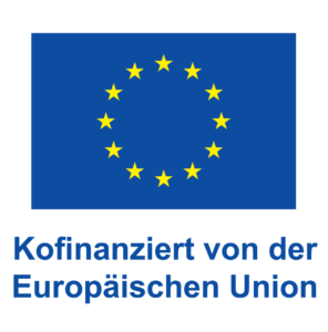 Europaflagge mit dem Zusatz Kofinanziert von der Europäischen Union